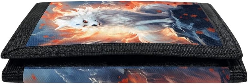 GLUDEAR Kids Boys Girls Wallet Trifold Youth Wallet Coin Pocket Card Holders Animal Wallets Money Organizer,Fire White Fox - Image 5